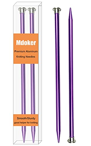 Mdoker 13.8 Inch Aluminum Knitting Needles,Colored Straight Single Pointed Metal Sweater Knitting Needle for DIY Knitting Projects,Size US 11(8mm) - color: Purple, size: US 11(8mm)