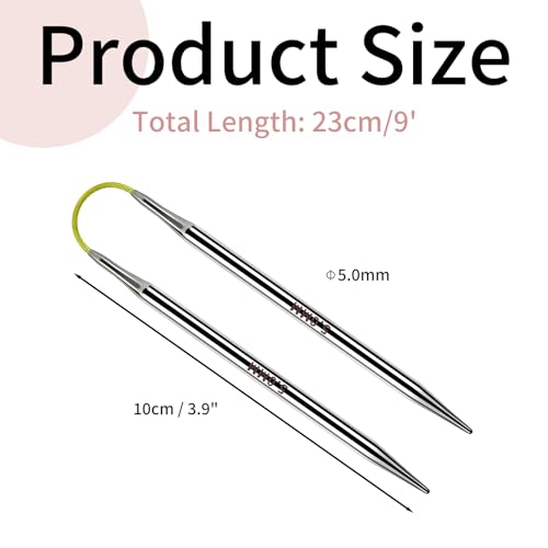 Soosui 5.0mm Circular Knitting Needles US8 |3-Pack 9-inch (23cm) Double-Pointed Flexible Circular Needles, 3cm Cable, Durable and Smooth for Sweaters, Socks, Hats, and Other DIY Knitting Projects. - size: 5.0mm/US8
