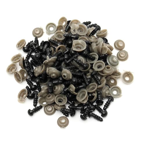 50Pcs 18mm/0.7inch Solid Black Plastic Safety Eyes with Washers