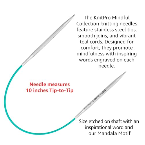 KnitPro Mindful Explore 10-in. IntChg. Circular Knitting Needle Set | US 0, 1.5, 2.5, 4, 6. 7, 8, 10 Incl. Scissors, Gauge, Stitch Markers & More, Fabric Case, Project Bag