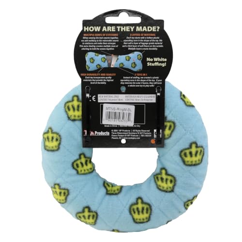 MIGHTY Tuffy No Stuff Medium Ring Ultra Durable Plush Dog Toy | Multiple Layers & Reinforced Seams , Washable and Floats , Vinyl Ring & Fleece - color: Blue Medium Ring
