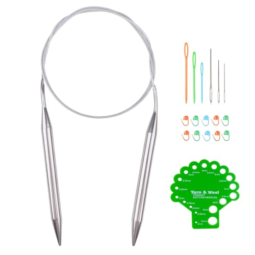 Hobekoee Circular Knitting Needle 40 inch (100cm),Size US 13 (9.0mm) Stainless Steel Round Knitting Needles for Smoothly Knit Blanket,Sweater,Coaster,Socks - size: US 13(9mm)