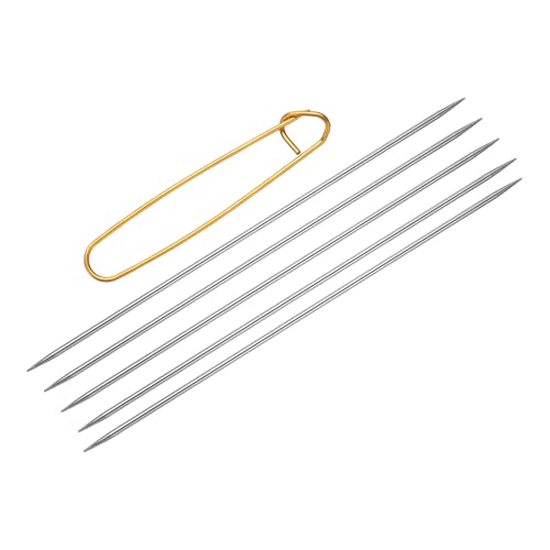 uxcell 5Pcs US 1.5(2.5mm) Double Pointed Knitting Needle 7.87 Inches Length Stainless Steel Sweater Stitching Needles with Stitch Holder for Handmade Projects DIY Knitting - size: 2.5mm