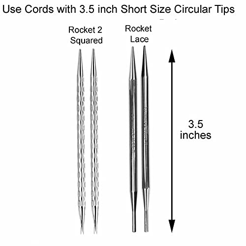 addi Skacel Click Interchangeable Cord 60 Inch for 3.5in., Rocket Tips | Uses addiClick Interchangeable System, Actual Length 53 inch (134cm) for Rocket Lace and Rocket 2 Squared Circular Tips - size: Actual 53 inch (134cm), Makes 60 inch (150cm)