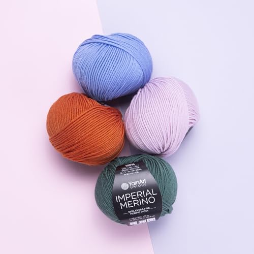 YarnArt Unique Imperial Merino Yarn - 100% Extra Fine Merino Wool, Luxurious Soft Yarn for Knitting, Crocheting, Baby Clothes, Scarves, Sweaters, 1.76 oz/50g, 109 yds (3332) - color: 3332