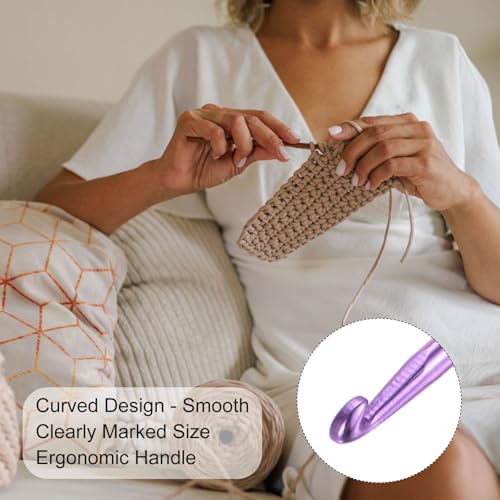 uxcell Aluminum Crochet Hook 4.5mm US Size 7 Purple 10Pcs | Knitting Needles for DIY Craft Yarn - color: Purple, size: 4.5mm