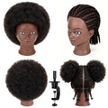 Afro 100% Human hair Mannequin Head,10''Curly Full Real Hair Mannequin Head,Cosmetology Mannequin Doll Head Styling,Manikin Head Hairs Braiding DIY Styling with Clamp Holder Set（10 Inch Dark Brown） - color: 10 Inch Dark Brown