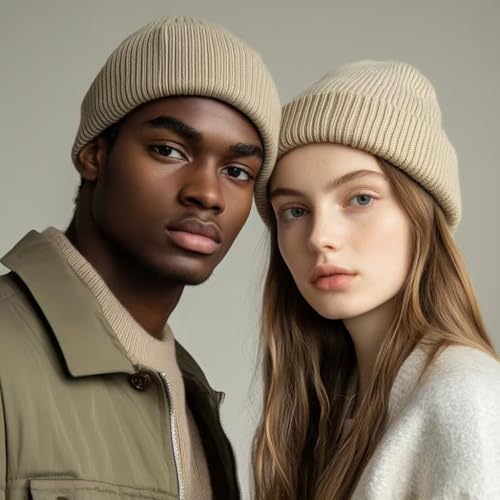 ZH 12-Pack Knitted Winter Beanie Hats for Men and Women, Warm and Cozy Cuffed Skull Caps, Bulk Purchase - color: Dark Gray