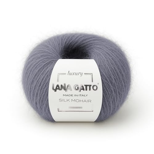 Silk Mohair Yarn for Knitting – Lace Weight Mohair Yarn with Silk, Made in Italy – Gray-30480, 2 Skeins - color: Gray - 30480, size: 2