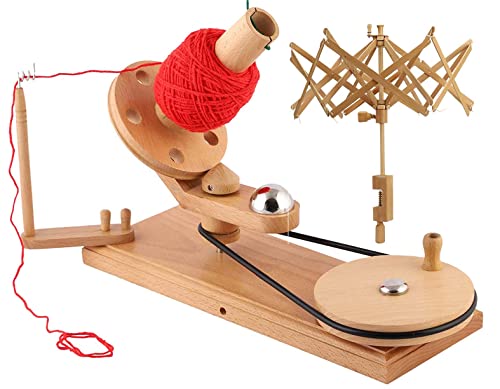 Hand Operated Yarn Ball Winder | Swift, Yarn, Wool, and String Holder| Knitting & Crochet Accessories Galaxy Indiacraft - color: Umbrella Swift+Winder Beechwood