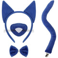 Mototo Zoo Animals Costume Accessories Set Animal Ears Headband for Adult with Tail Bow Tie for Halloween Dress Up Party - style: Blue Cat