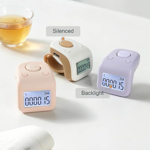Rechargeable Silent Finger Counter 6 Channels Digital Tasbih Tally Clicker with LED for Prayer Knitting Sports Gift - color: Purple X
