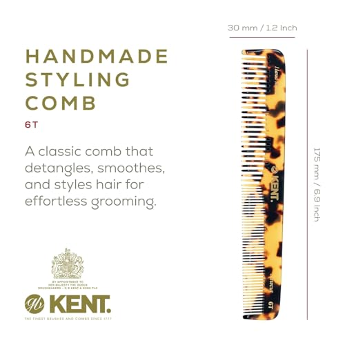 Kent 6T TY Fine Tooth and Wide Tooth Hair Comb, Handmade Styling Comb for Hair Care, Barber Combs, Beard Combs For Men, Styling Grooming for Men, Women and Kids - color: Yellow Tokyo, size: 1 Pack