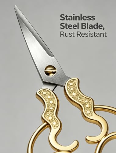 2 PCS Fabric Scissors with 2 Covers- 5-Inch Retro Stainless Steel Precision Scissors, Corrosion & Rust Resistant, Sharp Cutting, Lightweight–Suitable for Embroidery Thread, Paper, Yarn