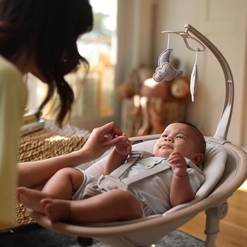 Maxi-Cosi Cassia Smart Baby Swing for Infants, Portable, Foldable Infant Swing with Music, 360 Rotation, 5 Speeds, 12 Melodies, EcoCare Fabric, Auto Motion Sensor, 2 Reclines, Truffle - color: Truffle