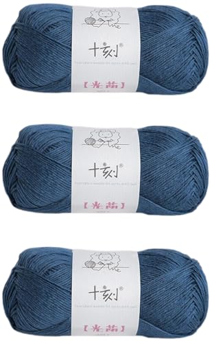 Linen rayon lyocell blend yarn, superfine fingering weight (1), 150g/5.29oz (3 strands, 50g/230yds per strand)- 16 Denim Blue - color: SM16-Denim Blue
