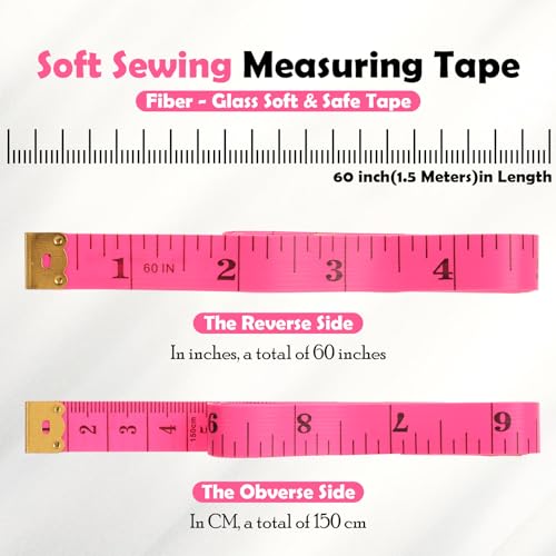 12 Pack Tape Measure 60 Inch Measuring Tape for Body Soft and Retractable Fabric Measuring Tapes for Body Sewing Tailor Medical Craft Cloth Supplies, Double Scale