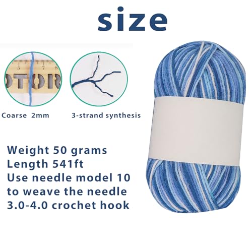 Threads for Knitting Yarn Crochet Yarn Rainbow for Crocheting Knitting Projects(Sky Blue) - color: Sky Blue