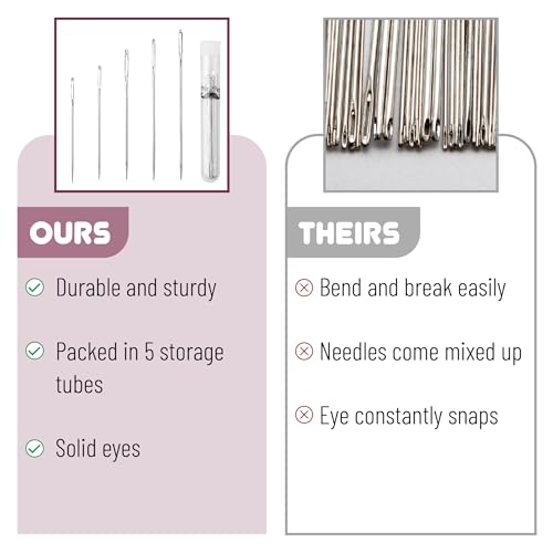 Mr. Pen- Large Eye Needles for Hand Sewing, 50 pcs, 2" | Large Eye Sewing Needles Bulk - color: Silver, size: 50 pcs, 2"