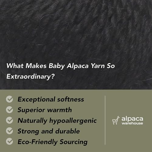 100% Baby Alpaca Yarn 6 Skeins 300g Bulky Weight Knitting Crochet Black | Made in Peru with natural warmth and softness featuring 324yd of premium fiber ideal for scarves shawls sweaters and more - color: Black, size: Bulky - 6 Skeins