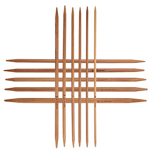 55Pcs Double Pointed Bamboo Knitting Needles Set, 11 Sizes from 2mm to 5mm, for Sweaters, Socks, Hats, DIY Crafts, Beginners