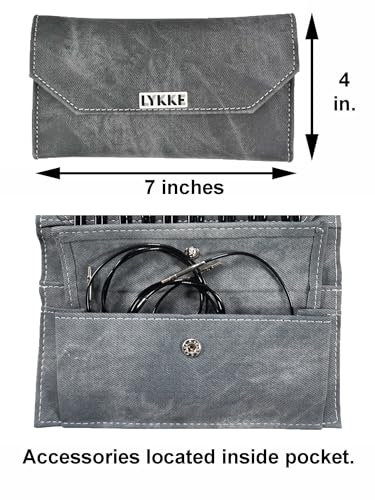 Lykke Driftwood 3.5-inch Interchangeable Circular Knitting Needle Set | Standard US 3, 4, 5, 6, 7, 8, 9, 10, 10.5 Grey Case, Birch Semi-Sharp Tips, Smooth Metal Joins, Swivel Cables, Project Bag - color: Driftwood-with-Grey-Case