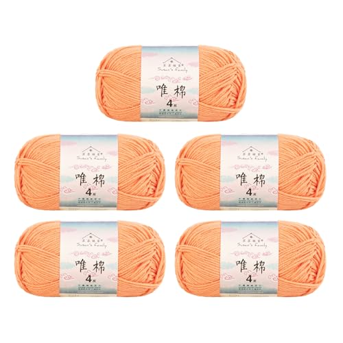 Susan's Family Combed Cotton 4 ply Yarn 5x50g-5Packs-03#Peach Fuzz | 5skein pack balance 60cotton40acrylic blend Fingering Yarn Soft breathable durable crochet and knit baby blanket cardigan toy - color: 03#Peach Fuzz
