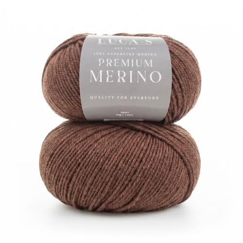 Set of 2 Premium Merino Yarn 4Ply Wool, Superwash Baby Merino - 100% Pure Extra Fine Merino Knitting Crochet Wools 50G Ball - color: Chocolate (07), size: 2 Pack
