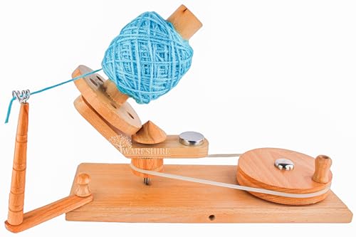WARESHIRE Yarn Bowl and Ball Winder Combo Wooden Handmade Hand Operated | Natural Yarn Ball Winder Large Center Pull Cake with Tabletop Wooden Yarn Bowl 6x3 inches | Yarn Ball Holder (Bowl+Beech) - color: Bowl+Beech