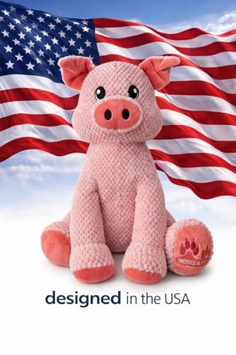 NOZES & TOZES Plush Pig Dog Toy | Dog stuffies for Large Dogs Dog Enrichment Toys for Large Dogs | Dog Toys Without Squeakers- Pink