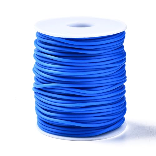 Beadthoven 3mm Hollow Pipe Rubber Tube Cords, 27Yards Barber Cord for Knitting Stitch Holder, Tubing Rubber Cord with Spool for Bracelet Jewelry Making DIY Crafts 1.5mm Hole - Dodger Blue - color: Dodger Blue, size: 3mm