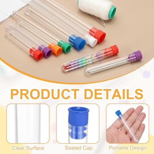 PATIKIL 3" Length Plastic Sewing Needle Storage Holder, 16 Pcs Portable Embroidery Needle Clear Pin Toothpick Storage Tubes Case for Craft Knitting, Blue - color: Blue, size: 3"