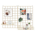 Grid Wire Board,for Memo Picture Panel Wall Decoration | for Room Office Mat Photo Hanging Art Display Frames Desk Storage Organizer,17.3" x 11.8"(2Pack) (Gold)