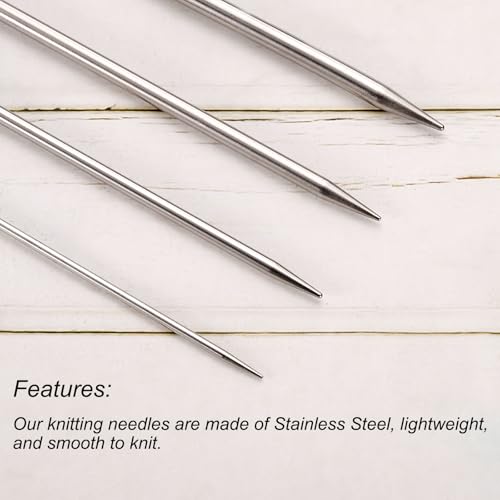 uxcell 10Pcs Knitting Needle 4mm Diameter 5.9 Inches Length Stainless Steel Double Pointed Sweater Stitching Needles for Handmade Projects DIY Knitting - size: 4mm