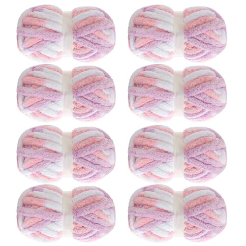 MABOZOO Tie Dye Chunky Yarn for Crocheting 8 Pack,Pink Fluffy Jumbo Chenille Yarn,Soft Plush Yarn Bulky,Giant Thick Fuzzy Yarn for Hand Knitting or Arm Knitting (31.7 yds,8 oz Each Skein) - color: Pink,Purle