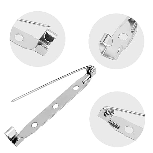 50 Pcs Silver Bar Pins, Safety Pins - Secure Back Clasp - Reliable Brooch Pins for Various Uses Locking Pins Backs Safety Clasp Brooch (45MM, Silver) - size: 45MM