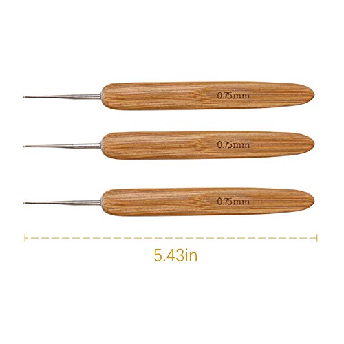 AUEAR, 3 Pack Dreadlock Crochet Hook Needles for Hair Tool Interlocking Sisterlocks Braid Craft Dread Locks 0.75 mm - color: 0.75 Mm, size: 3 Pack