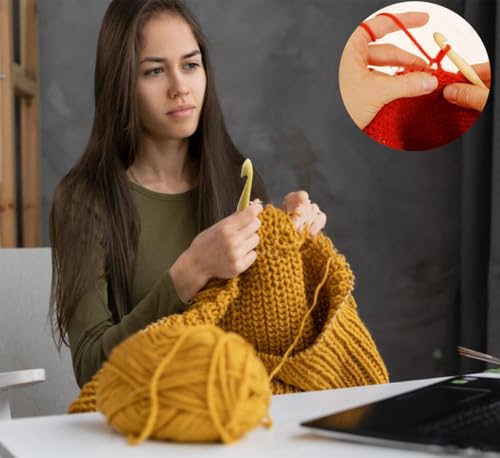 Weabetfu 32-Inch Bamboo Tunisian Crochet Hook with Steel Cable,8mm | Afghan Crochet Hooks Needles for Handmade Creative DIY and Carpet Rug Blanket Weaving Knitting Needles - size: 8mm