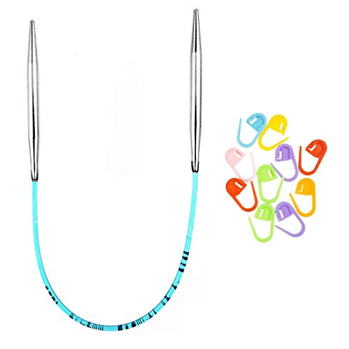 addi Skacel Turbo Original 8 Inch US 2 (3.0mm) Circular Knitting Needles | Ultra-Slick Finish, Slightly Blunt Tip, Memory-Free Blue Cords, Seamless & Snag-Free Joins, 10 Stitch Markers - size: US 02 (3.0mm), 08 in. (20cm)