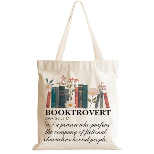 jeilink Cute Aesthetic Canvas Tote Bag Book Lovers Gifts for Women Book Lovers Teacher Reusable for Birthday Christmas - color: Book 1295
