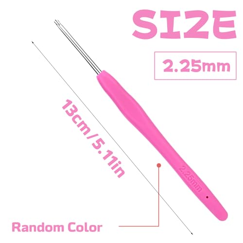 2.25 mm Crochet Hook, Ergonomic Handle for Arthritic Hands, Extra Long Knitting Needles for Beginners and Crocheting Yarn (2.25 mm) - size: 2.25mm