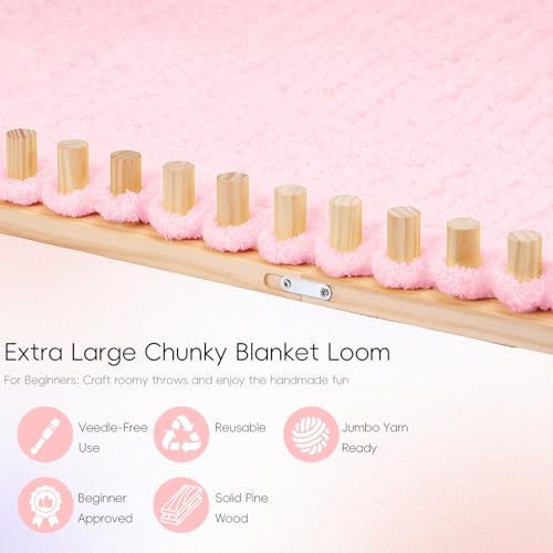 42'' Chunky Knitting Blanket Loom - Custom Thick Yarn Knitting Loom, Foldable and Portable Chunky Blankets Extra Large Loom - color: 42''