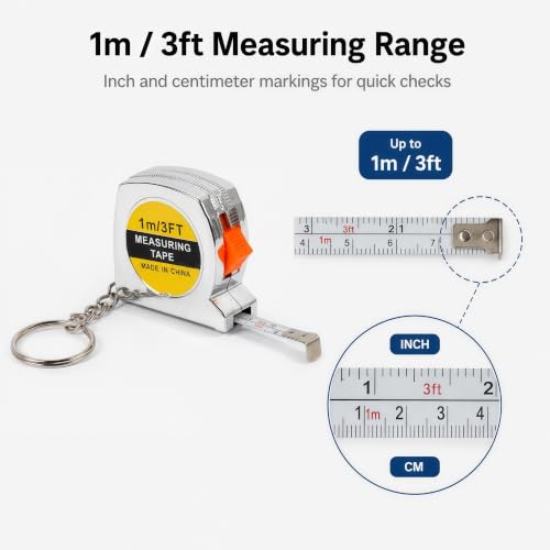 60 Pcs Mini Tape Measure Keychain, 1m 3ft Retractable Measuring Tape with Slide Lock and Key Ring, Pocket Tape Measure for DIY Projects Office Home Event Supplies - color: 60