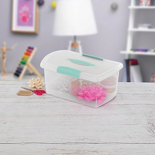 Sterilite Medium Nesting ShowOffs™, Clear Bin w/Latch Lid & Handle, 6 Pack | Heavy-Duty and Stackable Utility Box Containers for Home, Office, Cabinet, Closet, Bedroom, and Basement Organization - size: Medium, style: 6 Pack