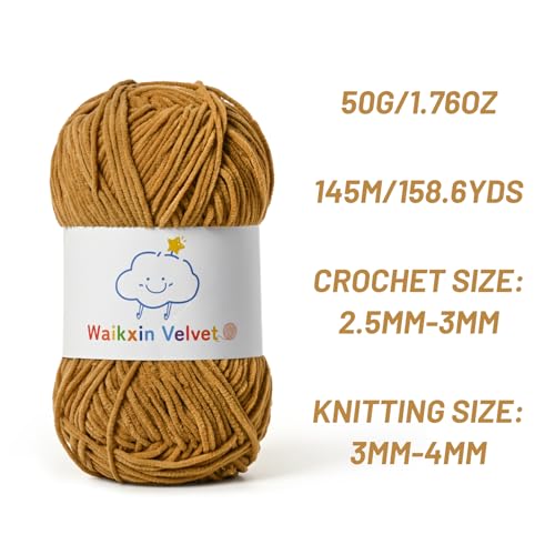 2 Pack Fluffy Chenille Yarn for Crocheting, Baby Yarn for Crocheting Soft, 100g/3.5oz Velvet Amigurumi Yarn, Fingering Weight Yarns for Crocheting Baby Blankets、DIY Craft.(2 Light Tan) - color: [2 Light Tan]