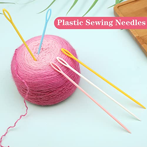 Lunarm Plastic Needles 50pcs Yarn Needles Plastic Large Eye 5.91inch/15cm | Embroidery Sewing Needles Easy Thread, Fine Motor Skills, Yarn Craft DIY Sewing, Handmade Weaving Crocheting Knitting - size: 5.91 inches