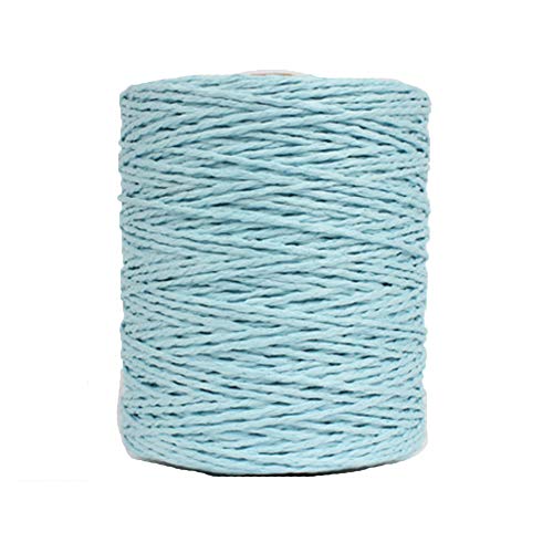 Natural Cotton Rayon Raffia Yarn Light Blue Crochet Summer Sun Hat Beach Bag Yarns, Straw Knitting Materials,280 Meters/306 Yards - color: Light Blue