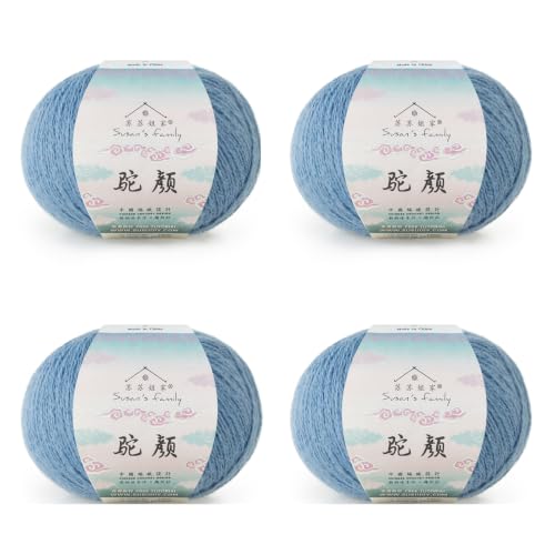 Susan's Family Alpaca Wool Yarn 4x50g/361Yds - Parisian Blue | Soft and Durable Alpaca Wool Blend Yarn, Crochet and Crafts - color: 27#Parisian Blue