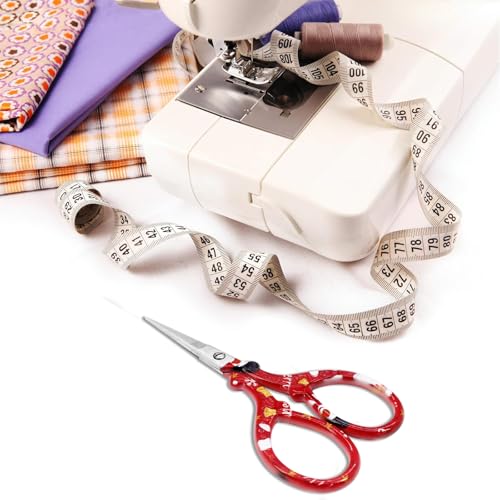 3.6 inch Sharp Embroidery Scissors Crochet with Leather Sheath for Knitting | Craft Scissors Small Scissors Pointed Tip Scissor Stainless Steel Precision Detail Scissor for Crafting Sewing Office Home - color: Red Christmas
