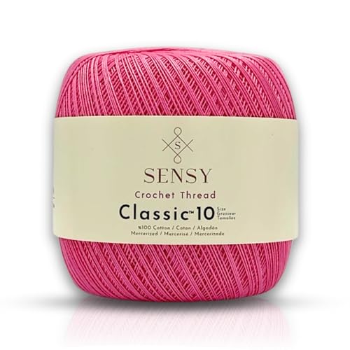 S Sensy Classic Size 10- Mercerized Giza Cotton #0 Lace Yarn Pink 618 Yards - color: Pink, size: 1 Skein
